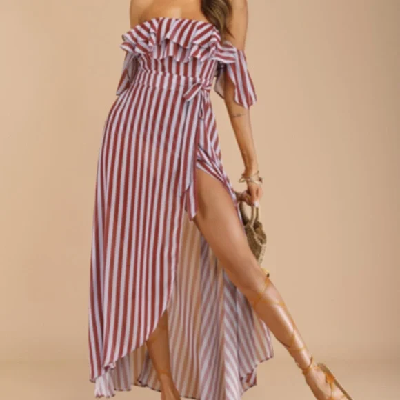 off the shoulder cleavage dress Off the Shoulder Strapless Long Evening Dress with Cleavage
